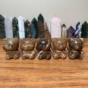 1 Chocolate Calcite Bear Crystal Carving